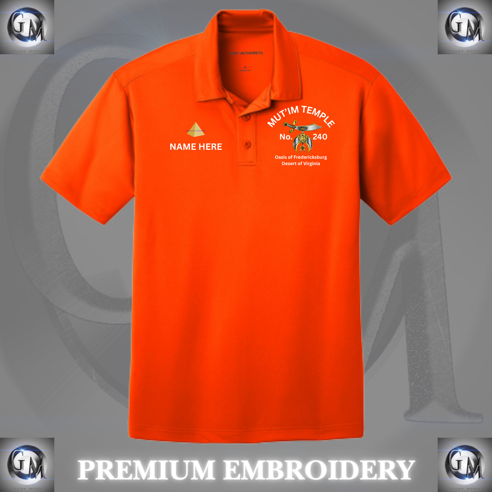 Mut'im Temple Polo (Orange With White Writing) - Image 2